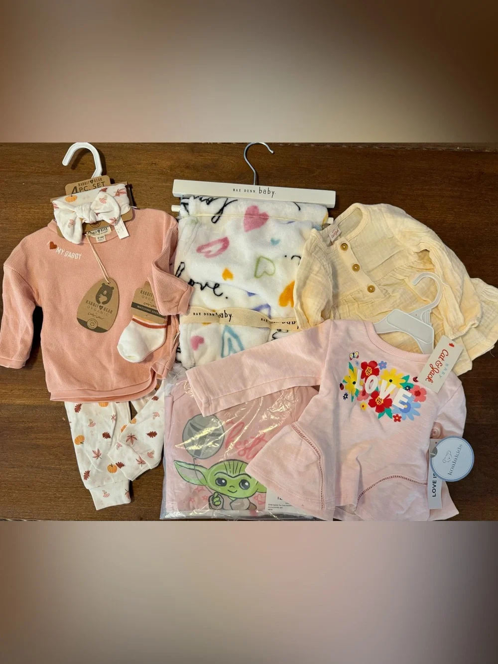 NWT Girls 6–9M Clothing Bundle | Rabbit + Bear Organic, Star Wars, Koala Kids